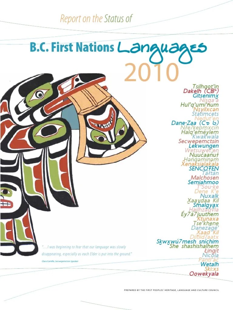 2010 Report on the Status of Bc First Nations Languages First Nations
