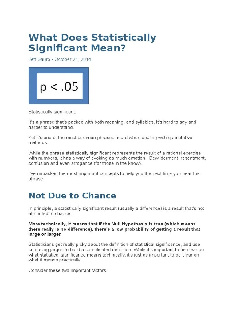 What Does Statistically Significant Mean Statistical Significance