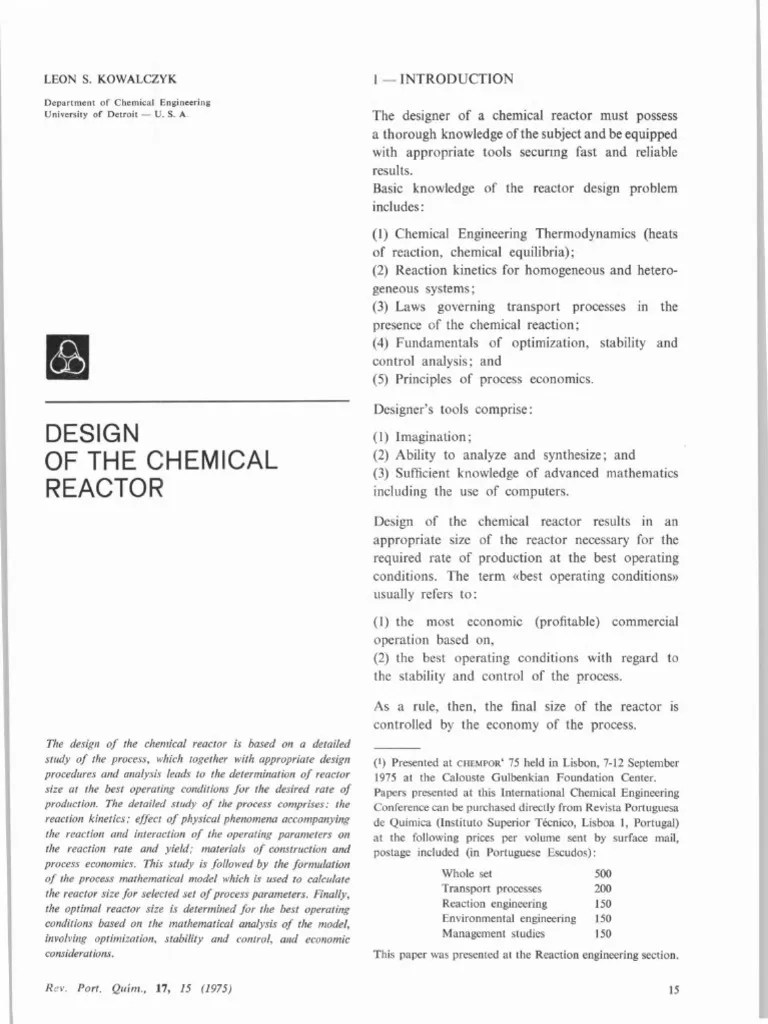 reactor design.pdf Chemical Reactor Equations
