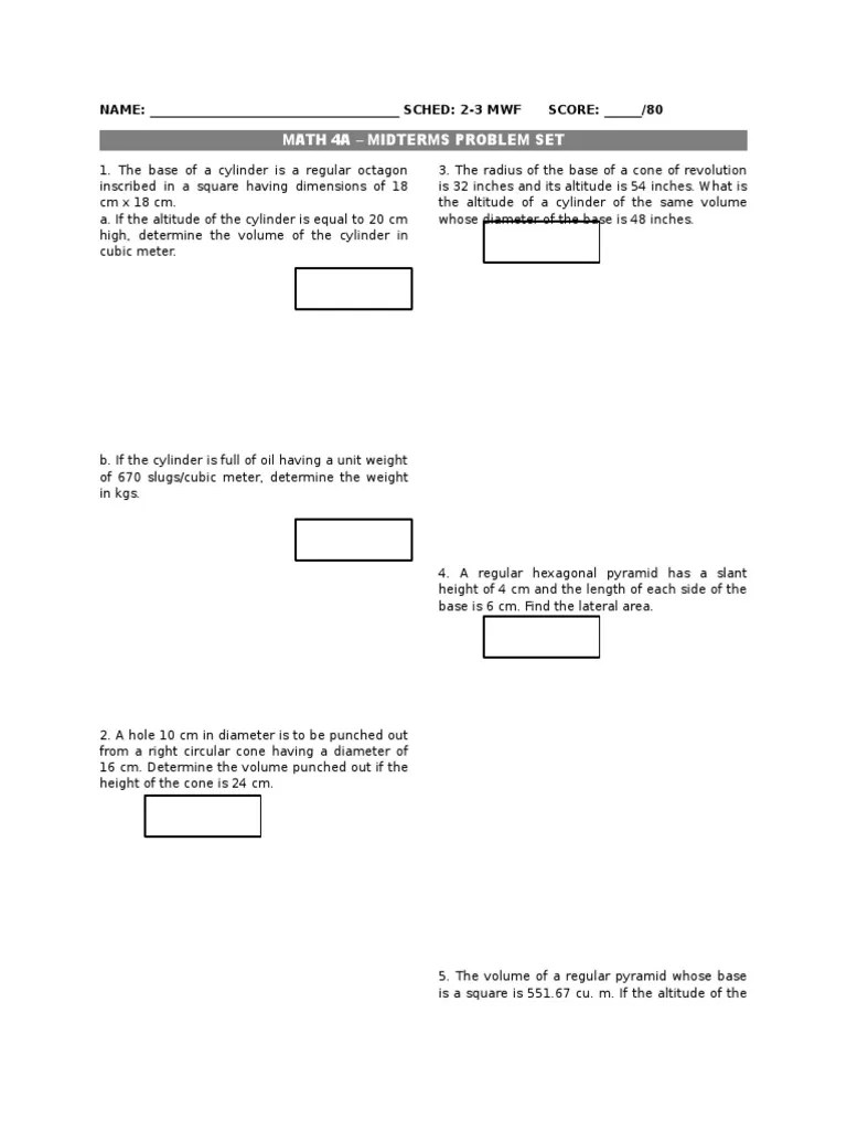 Math 4a Problem Set PDF