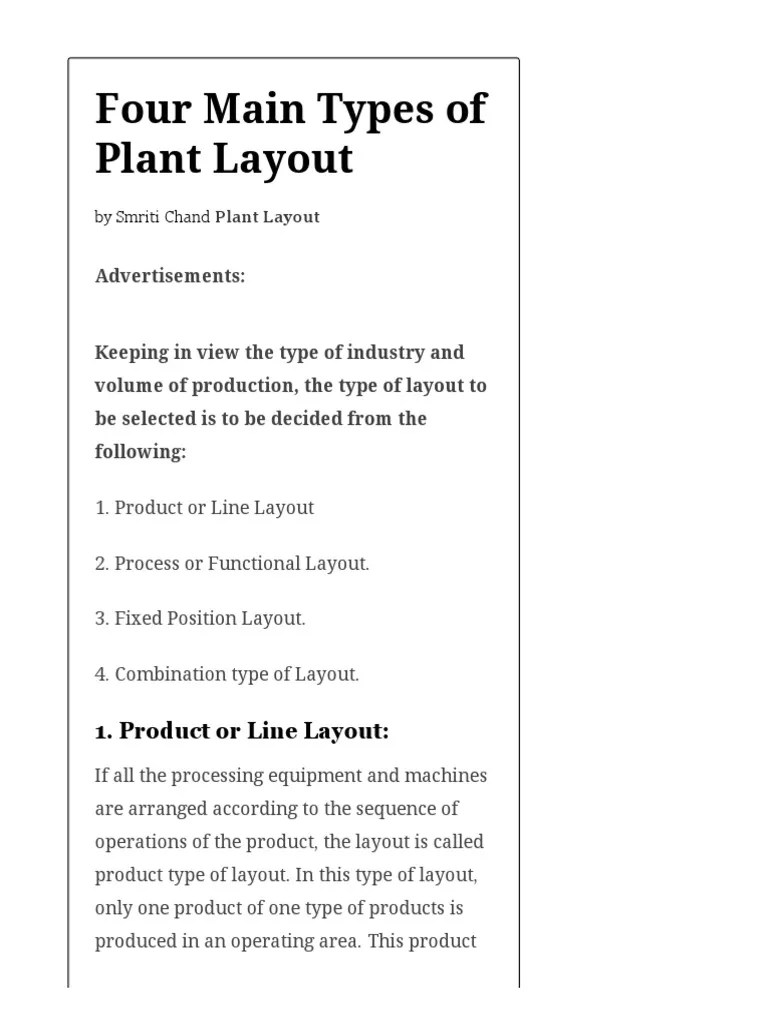 Four Main Types of Plant Layout.pdf Employment Production And