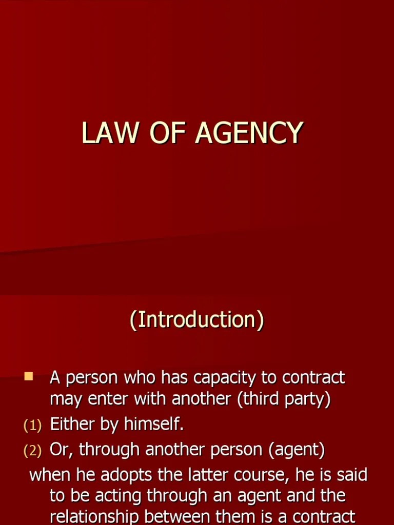 Law of Agency Law Of Agency