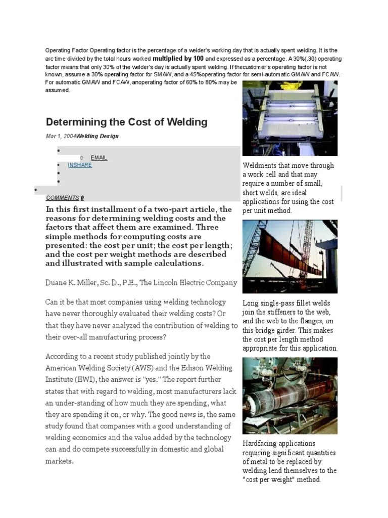 Operating Factor PDF Welding Construction