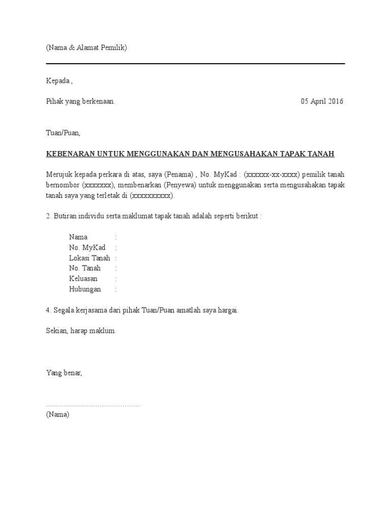 Kalau iya, apakah hal tersebut penting? Surat Kebenaran Menggunakan Tanah