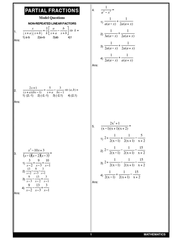 Partial Fractions | Elementary Mathematics | Arithmetic
