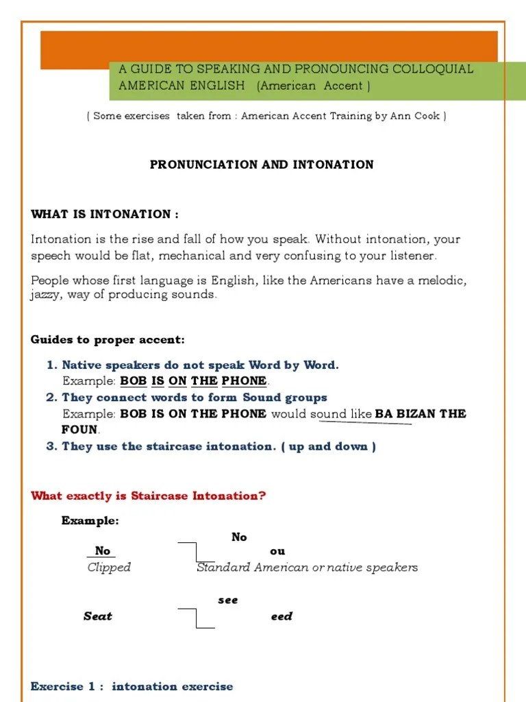 Pronunciation and Intonation Exercise PDF Accent (Sociolinguistics