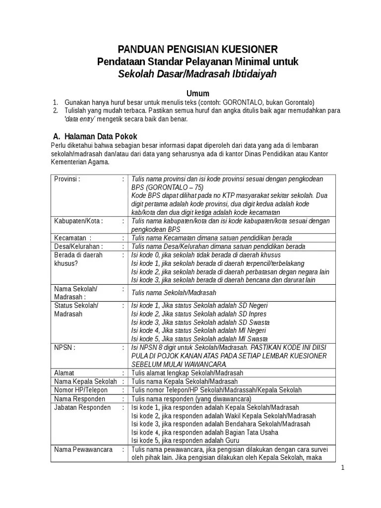 Contoh Standar Pelayanan Minimal Pendidikan Dasar Berbagai Contoh