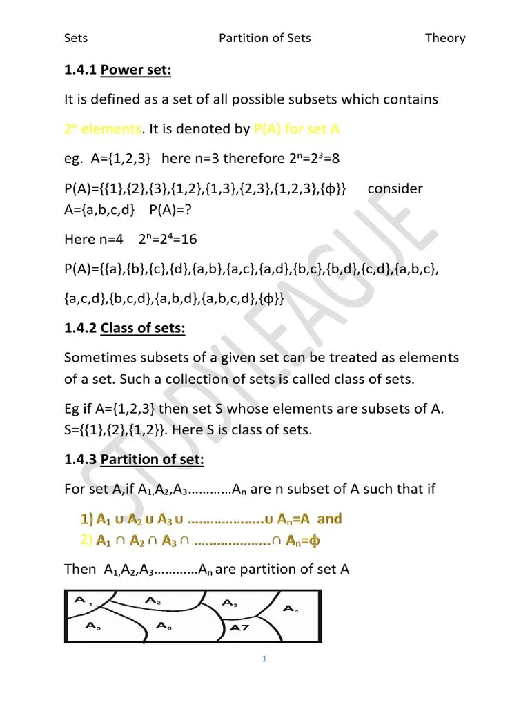 Partition of Sets Discrete Mathematics Abstract Algebra