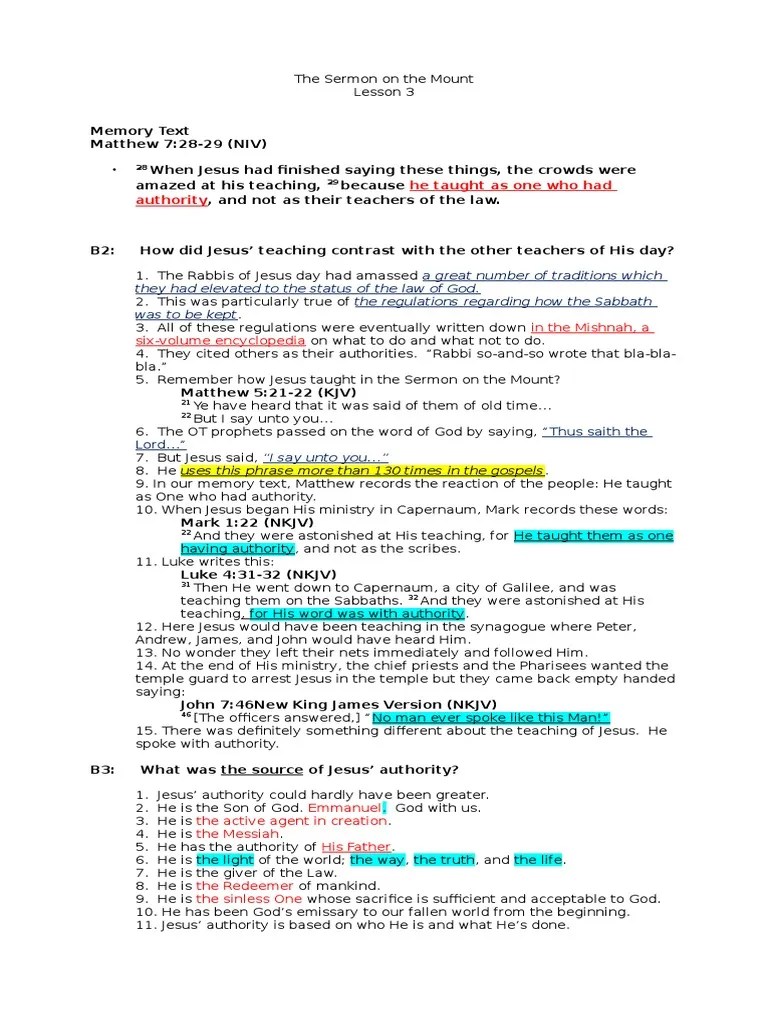 The Sermon on the Mount Gospel Of Matthew Sermon On The Mount