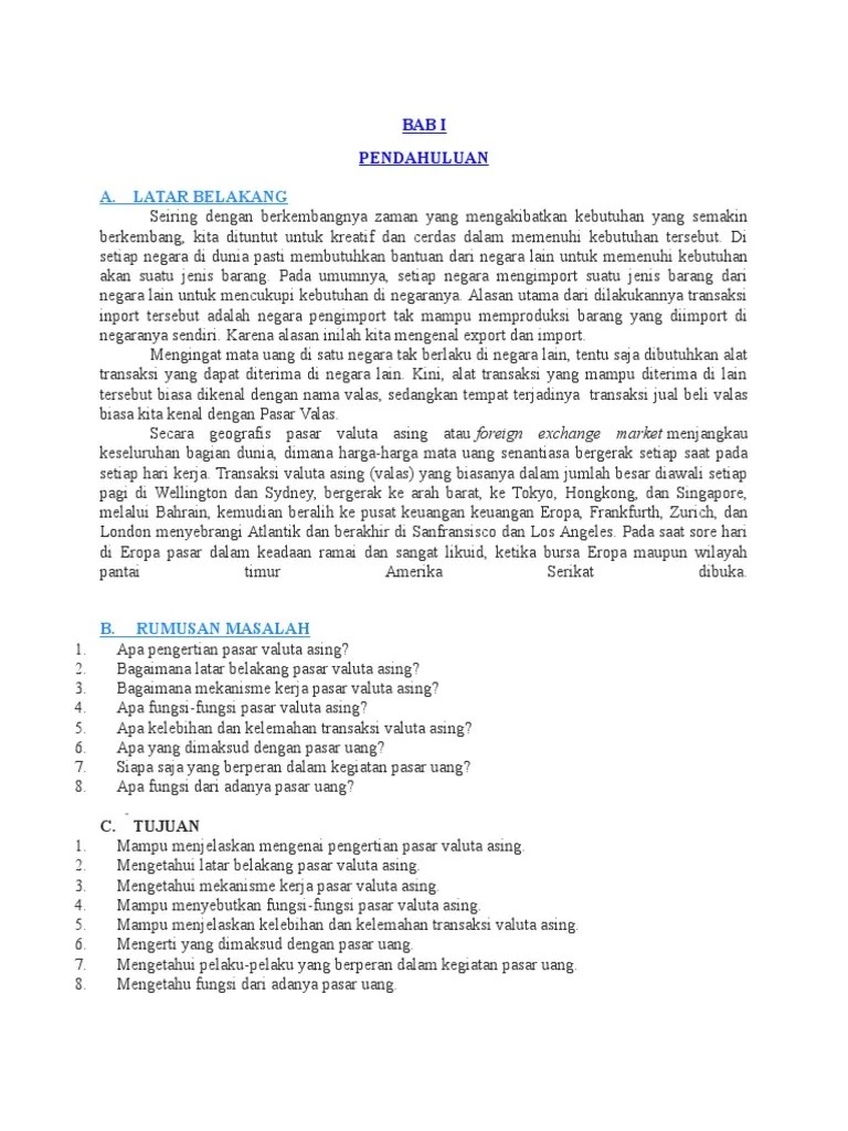 Makalah Pasar Uang Dan Valuta Asing Info Terkait Uang