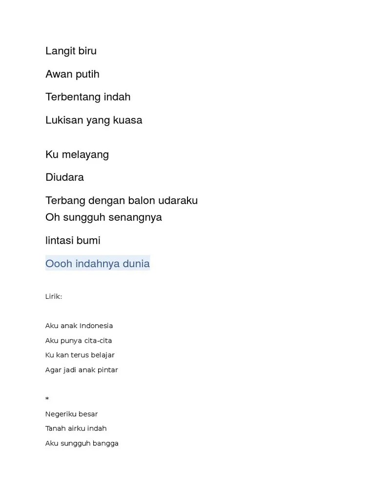 Lirik Lagu Boomerang Langit Biru Awan Putih
