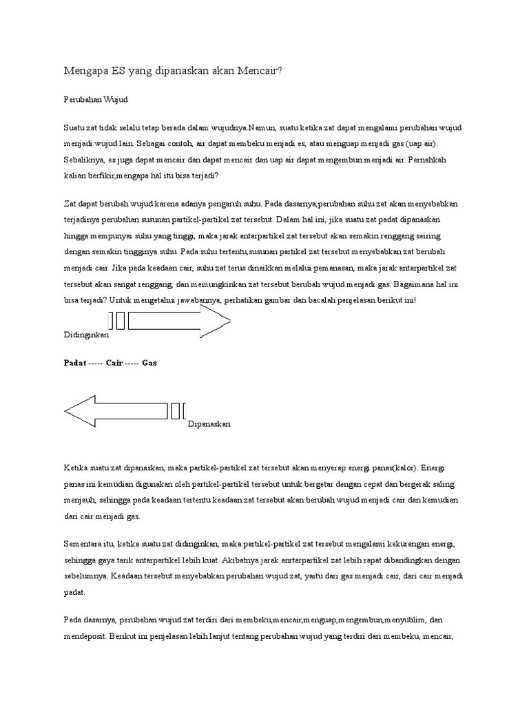 Mengapa ES Yang Dipanaskan Akan Mencair