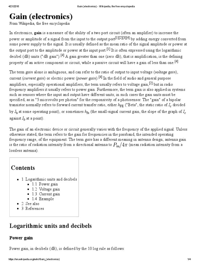 Gain (Electronics) Electricity
