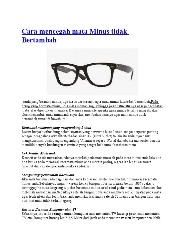 Cara Mencegah Mata Minus Tidak Bertambah | PDF