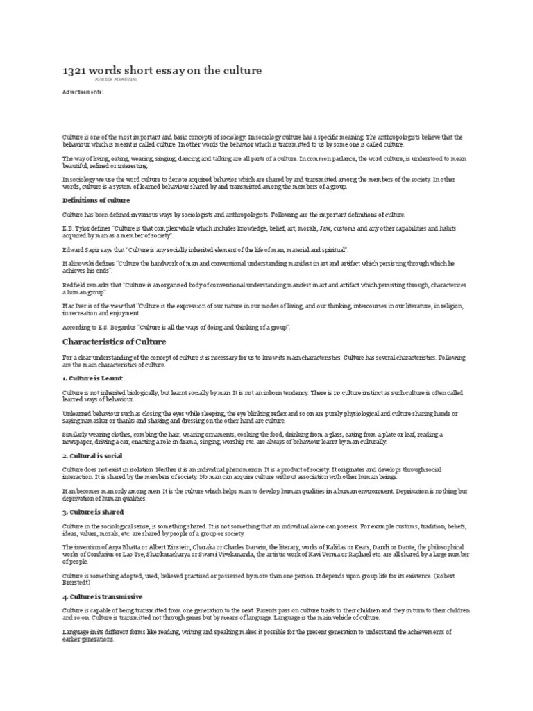 caribbean studies Short Essay on the Culture Value (Ethics