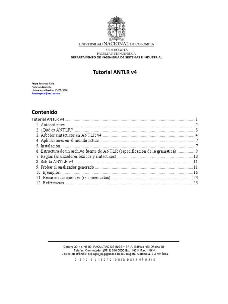 Tutorial ANTLR Compilador Lenguaje de programación