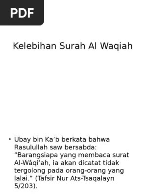 Kelebihan Surah Al Waqiah | PDF