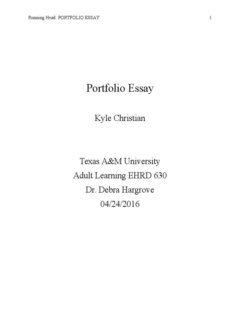 portfolio essay Reflective Practice Graduate School