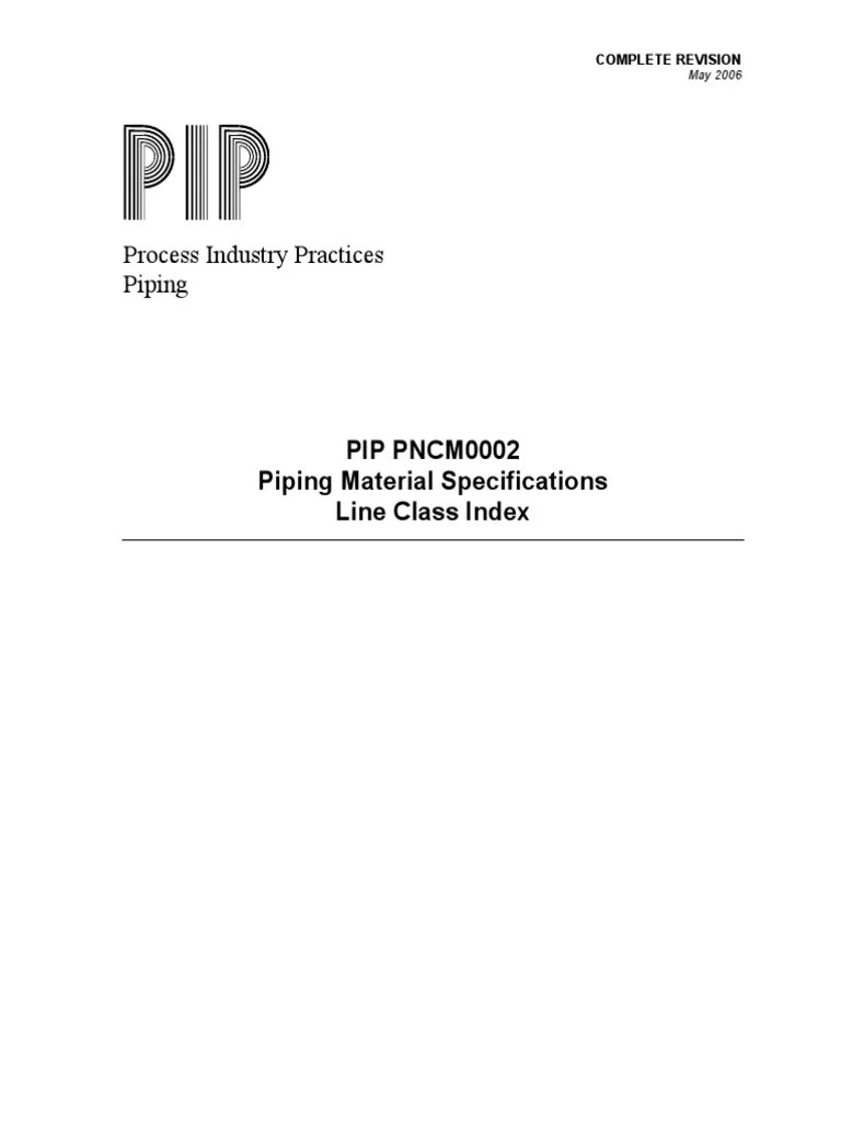 PIP Piping Material Specification Specification (Technical Standard