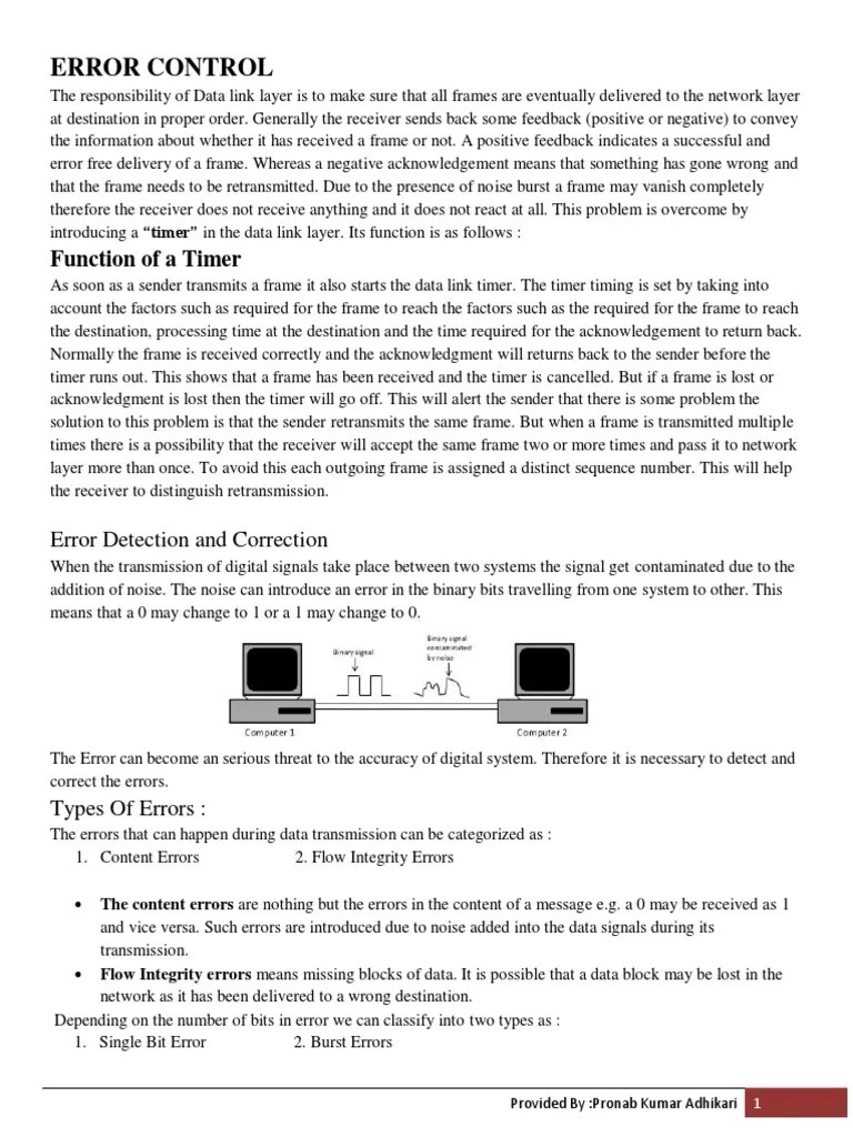 ERROR Detection and correction Error Detection And Correction