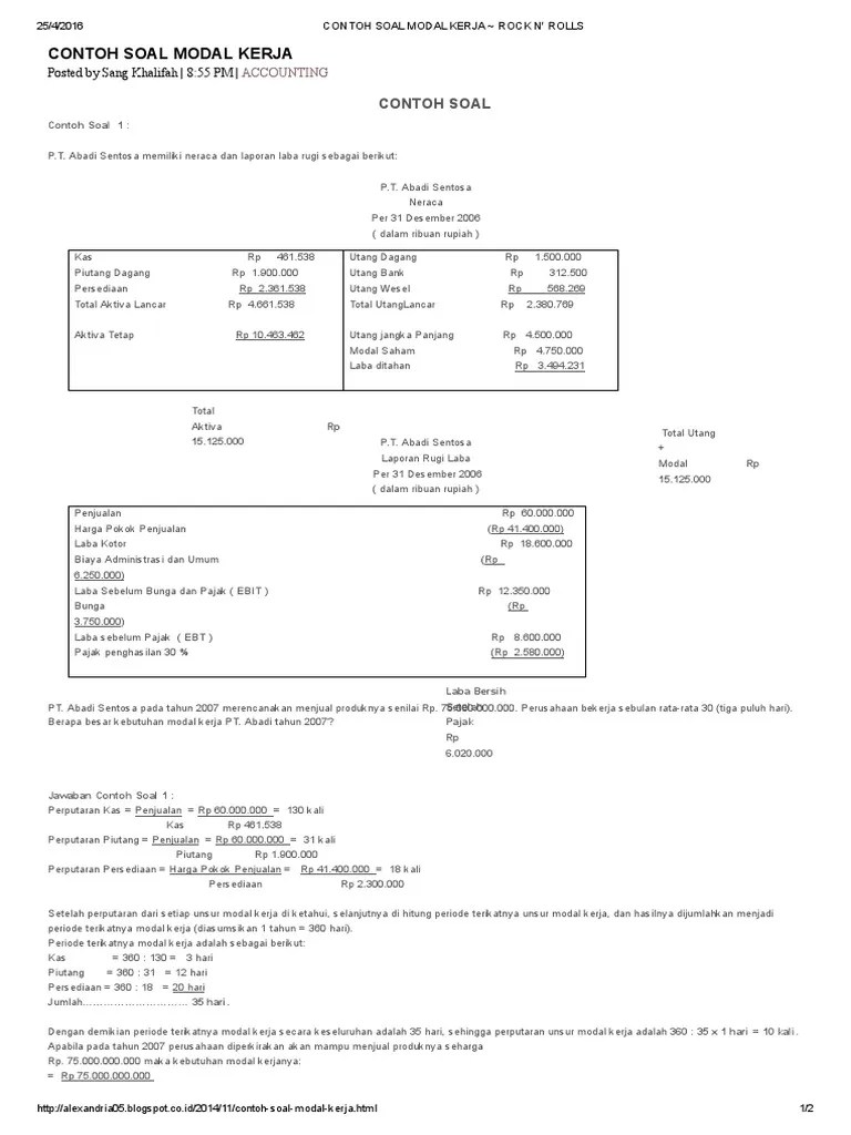 Contoh Soal Uts Analisa Laporan Keuangan Teori