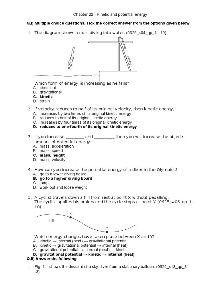 21 and Potential Energy (Answer) PDF Energy