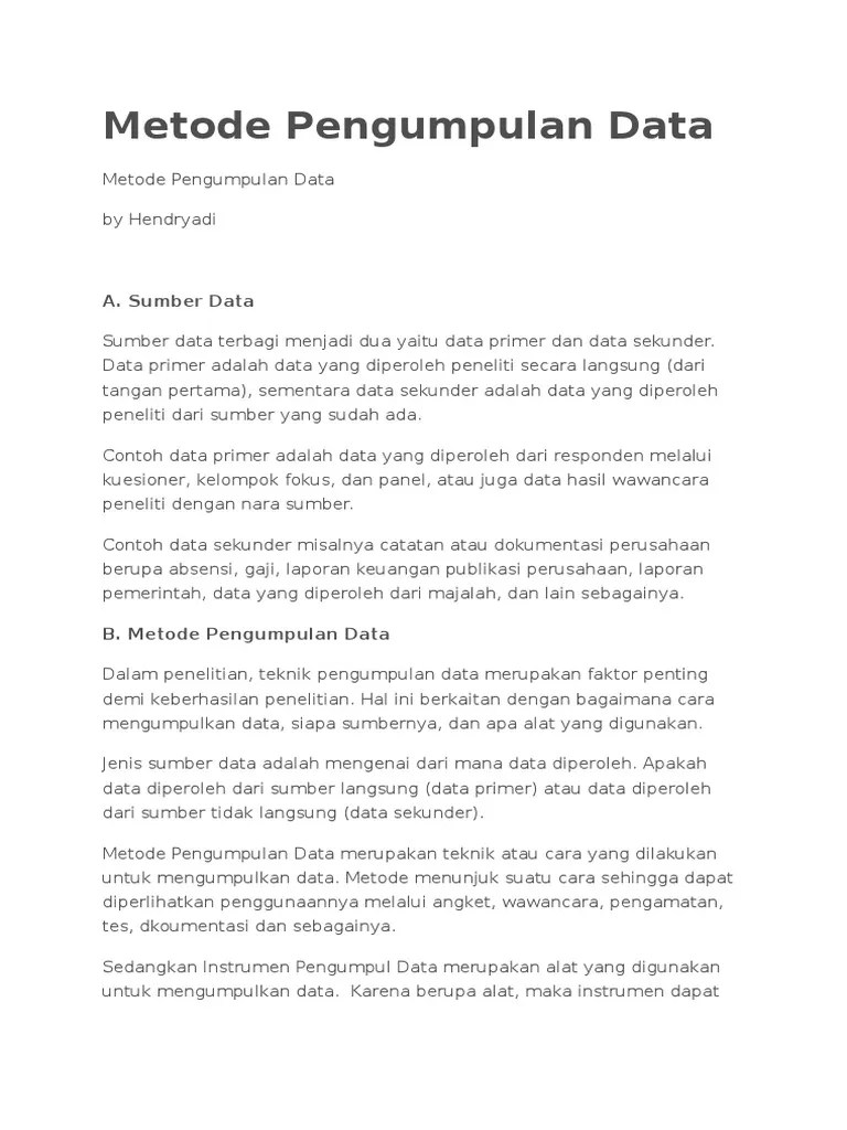 Metode Pengumpulan Data | PDF
