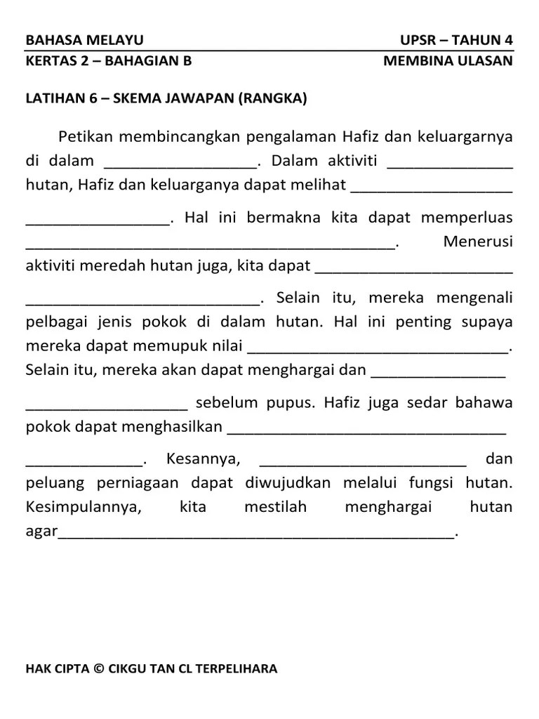 Contoh Ulasan Tahun 4 Gak Patii