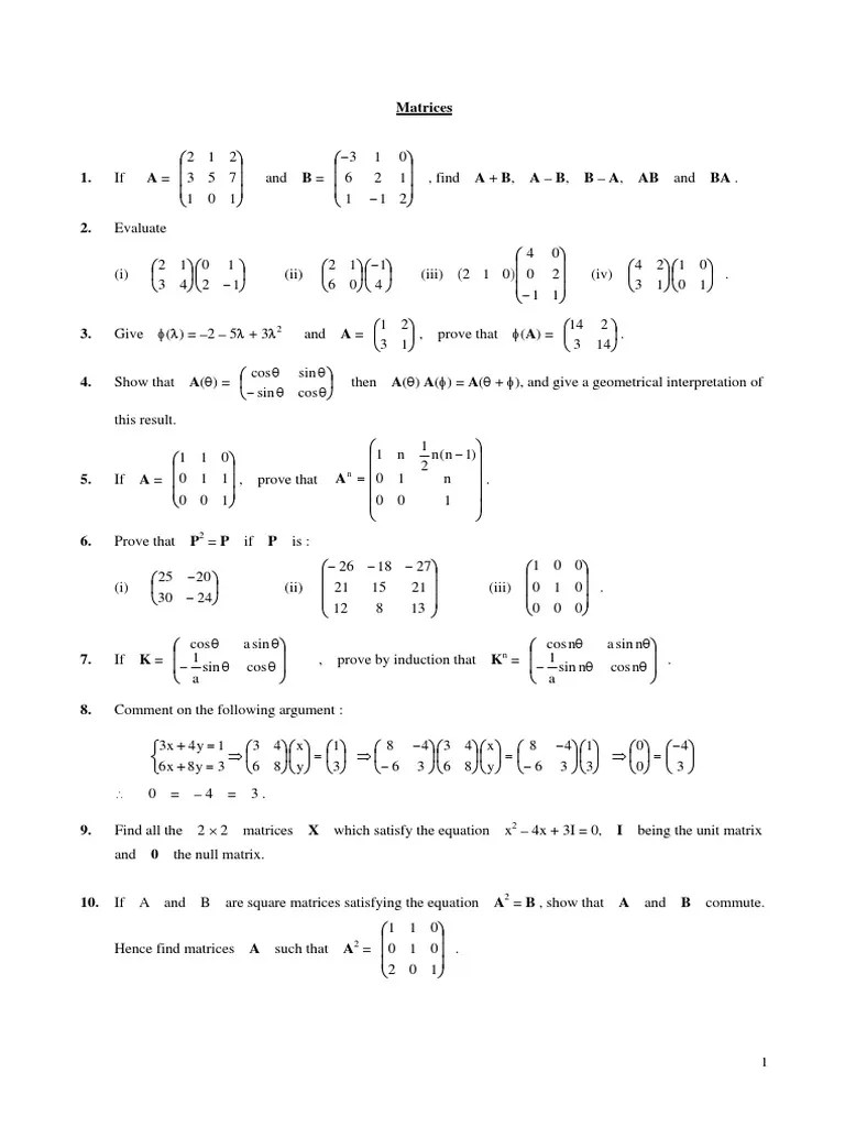 Matrices exercise.pdf Matrix (Mathematics) Theoretical Physics