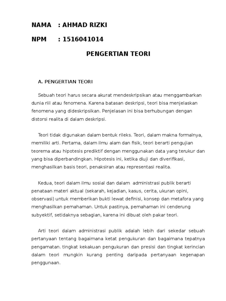 Pengerian Teori Dan Teori Administrasi Publik | PDF