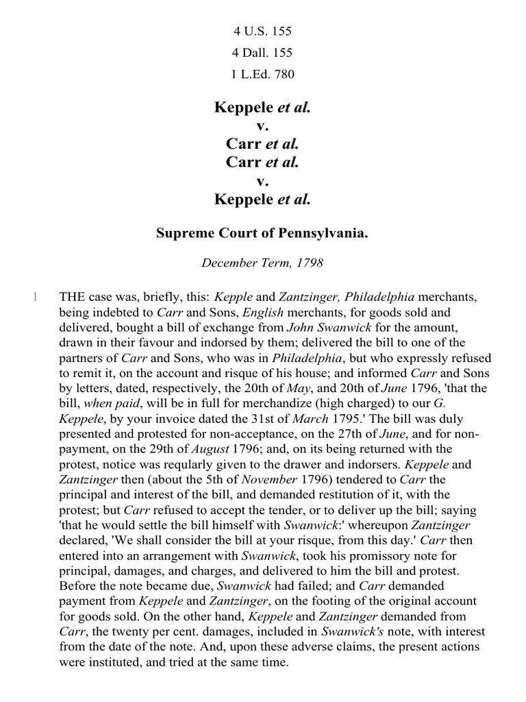 Keppele v. Carr Carr v. Keppele, 4 U.S. 155 (1798) PDF Negotiable