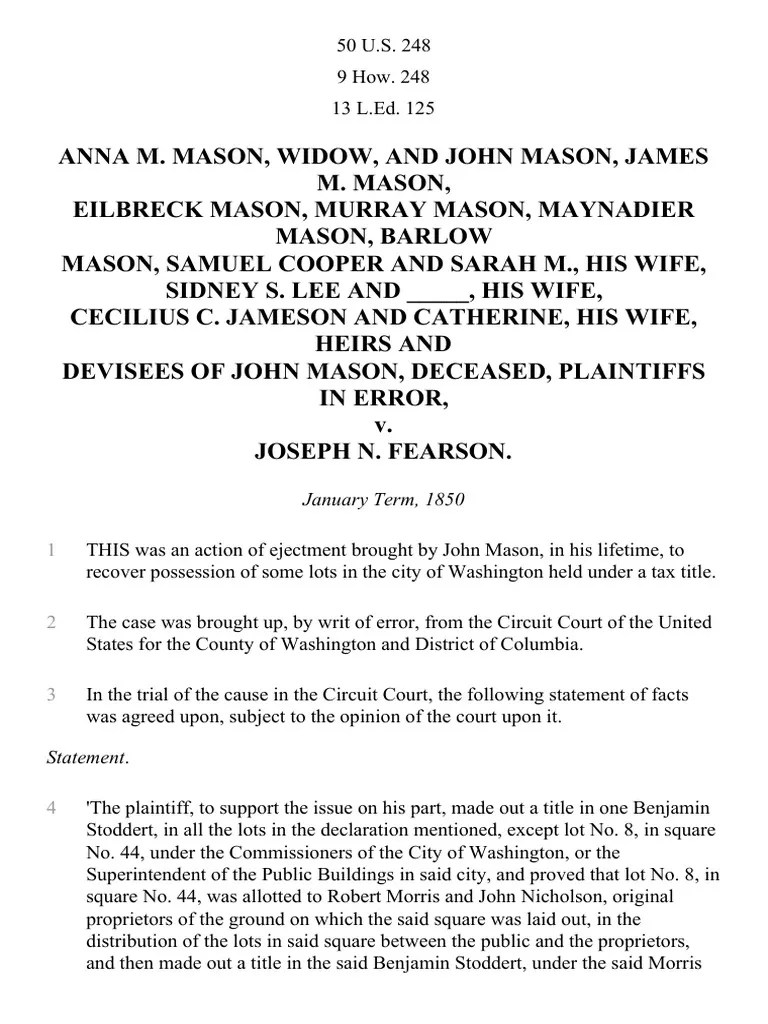 Mason v. Fearson, 50 U.S. 248 (1850) PDF Precedent Taxes