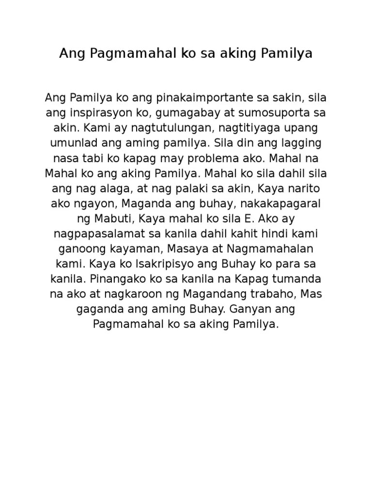 Halimbawa Ng Sanaysay Tungkol Sa Pamilya – Halimbawa