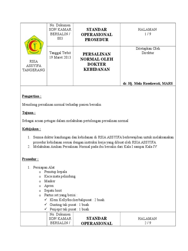 3 Sop Persalinan Normal