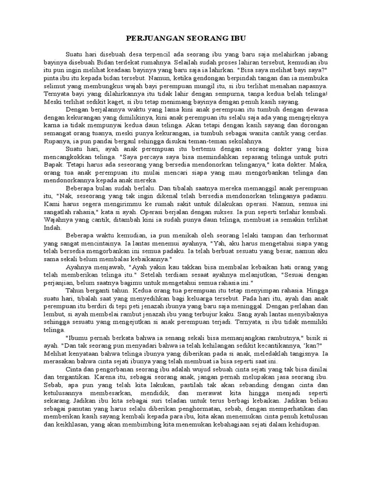 Cerpen Perjuangan Seorang Ibu – Gambaran