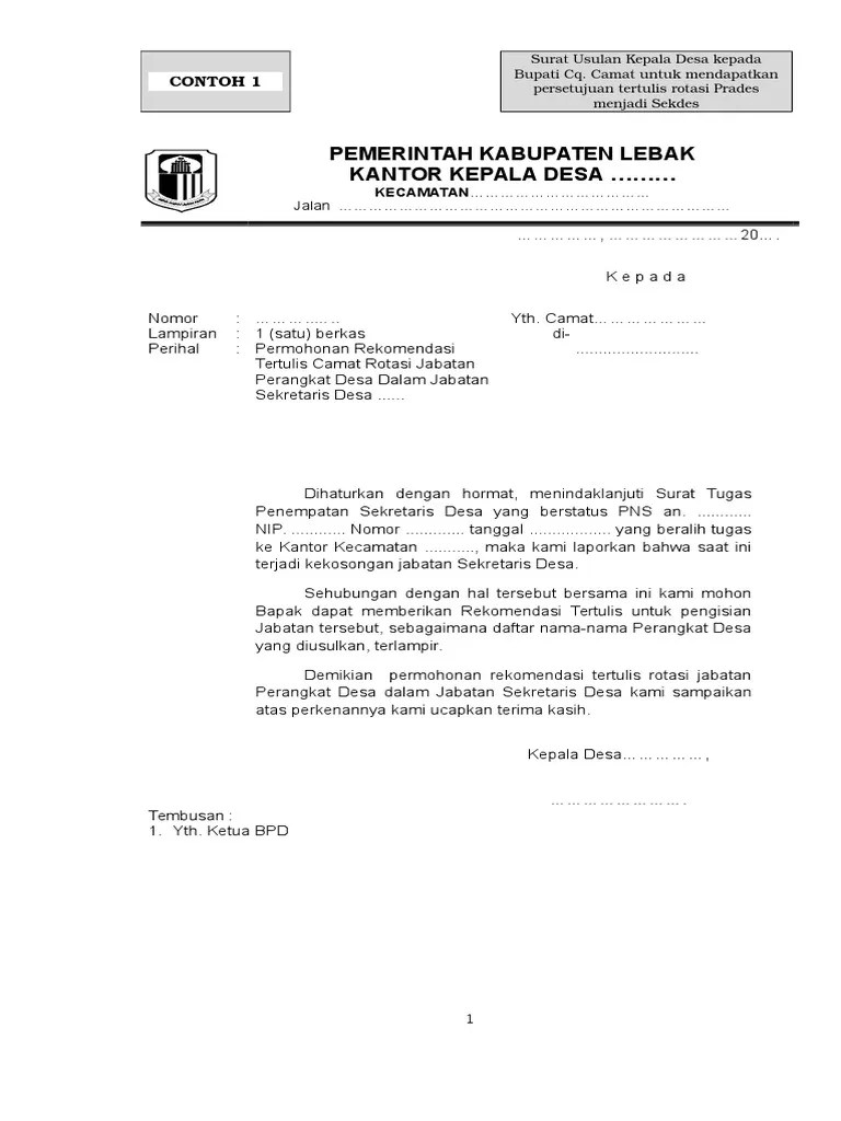 Contoh Format Rotasi Menjadi Sekdes Pdf