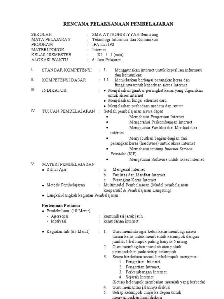 RPP TIK SMA Kelas XI Sem 1