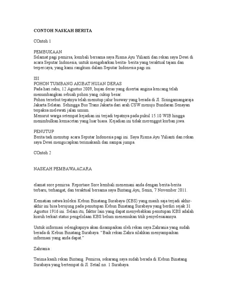 Teks Naskah Berita – Dengan