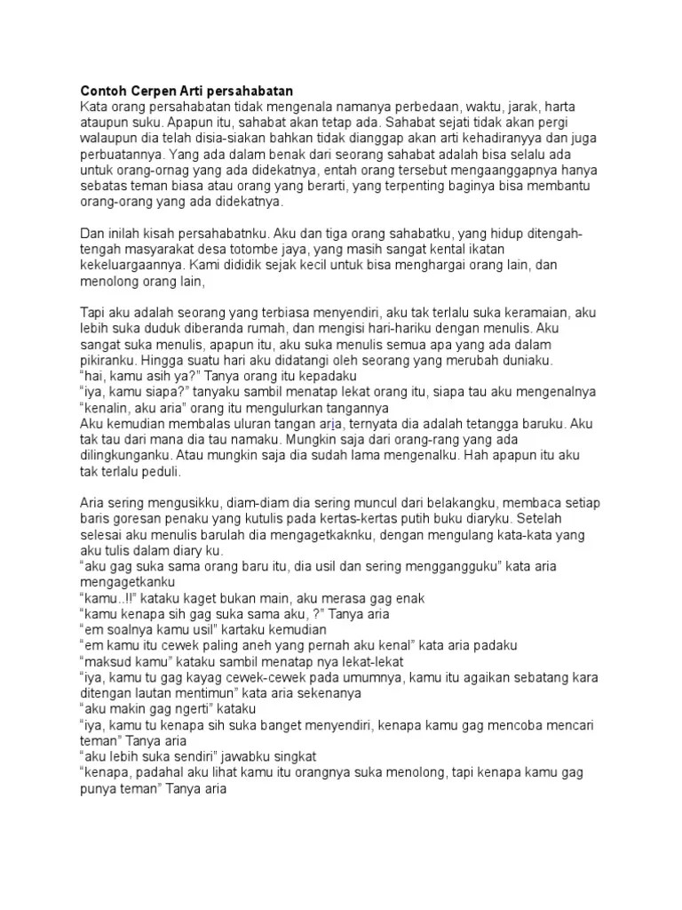 Contoh Cerpen Arti Persahabatan | PDF