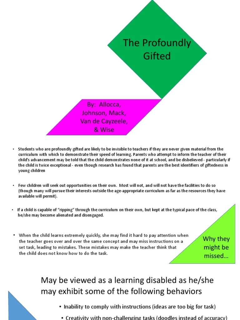 profoundly gifted presentation Intellectual Giftedness Intelligence