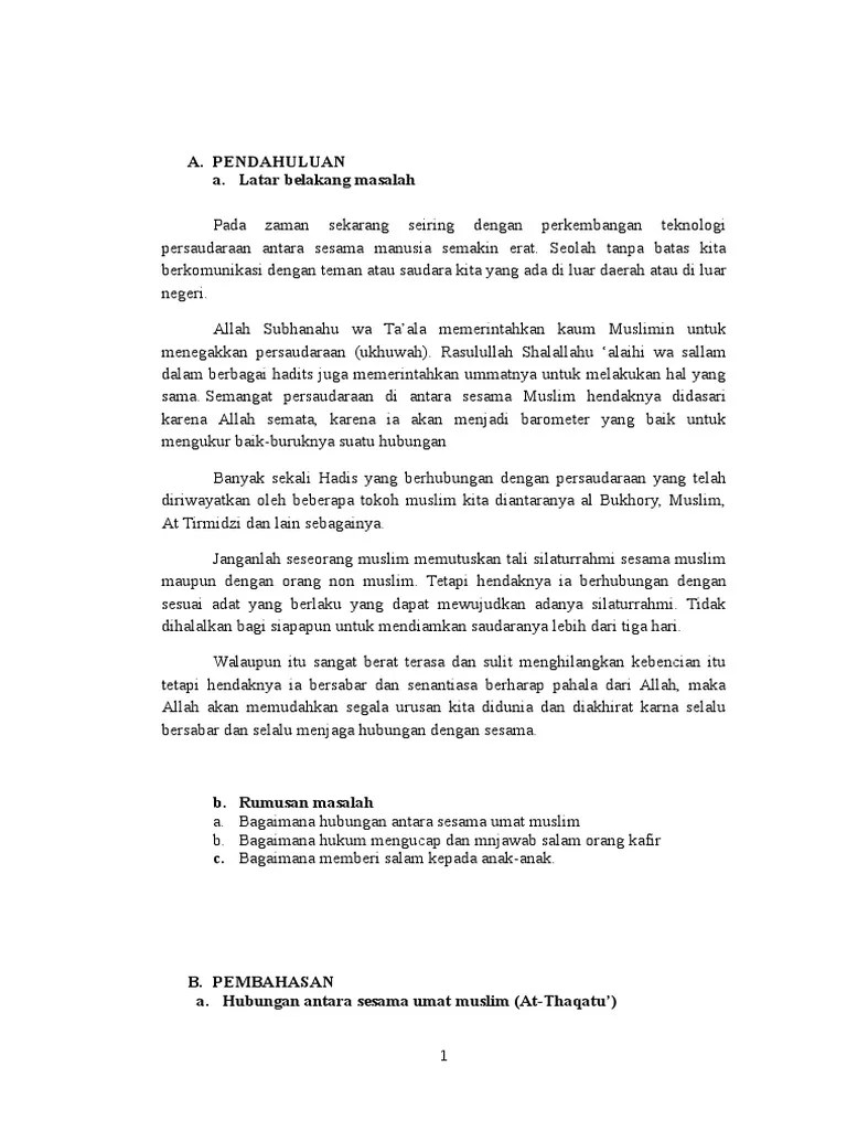 Makalah Larangan Membenci Dan Memutuskan Tali Silaturrahmi | PDF