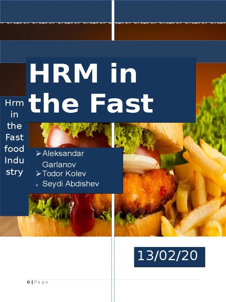 HR practices in the Fast Food industry Employment Human Resource