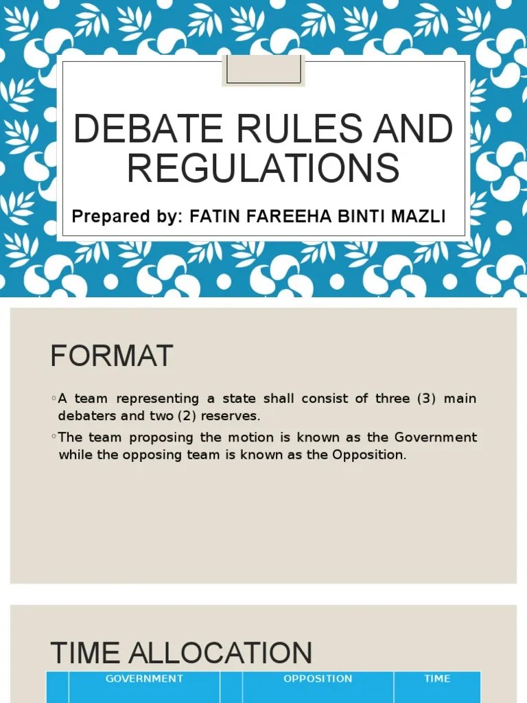 Debate Rules and Regulations Public Sphere Government