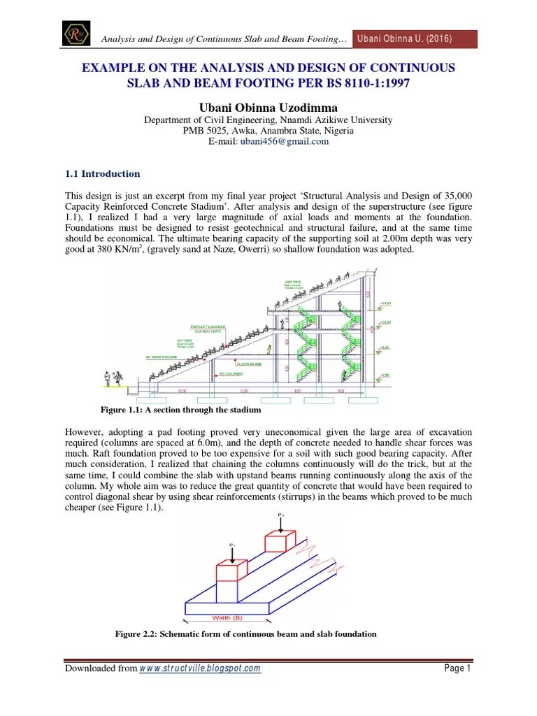 Design of Continuous Beam and Slab Footing using BS 811011997 Beam