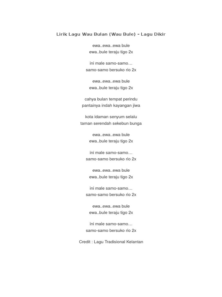 Lirik Lagu Wau Bulan