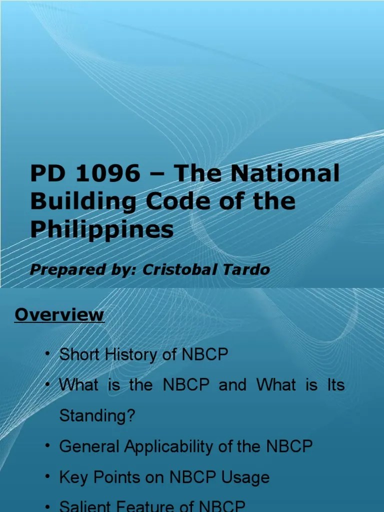 PD 1096 The National Building Code of The Philippines Prepared By
