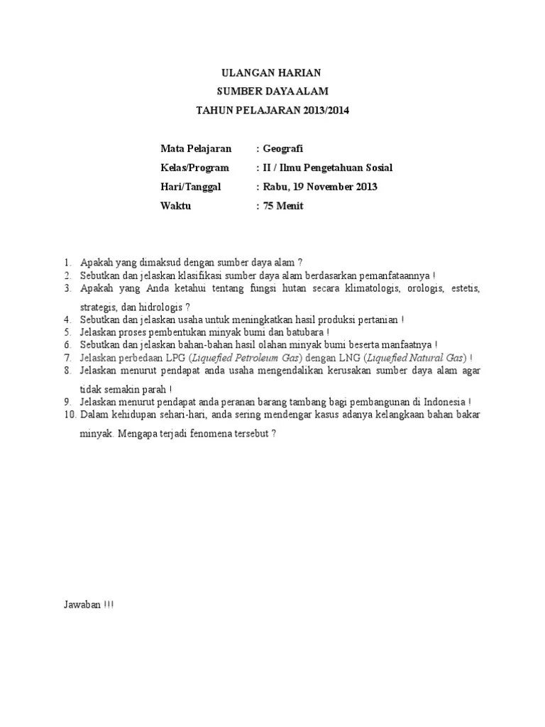 Apakah Yang Dimaksud Dengan Sumber Daya Alam