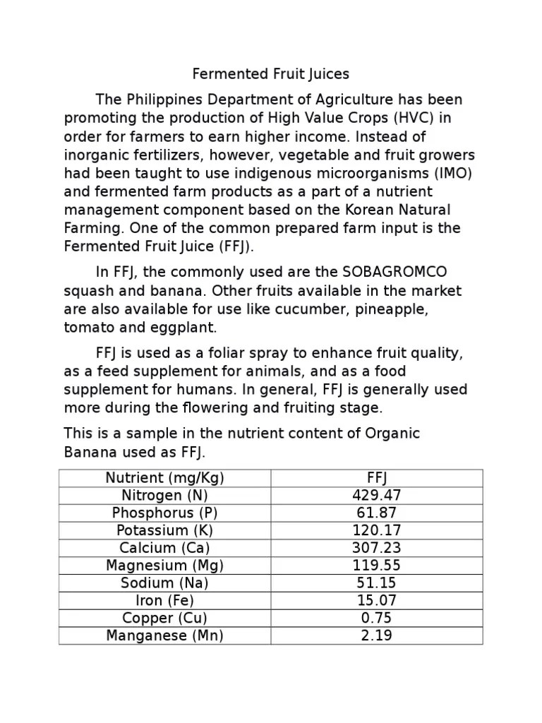 Fermented Fruit Juices Nutrients Fruit