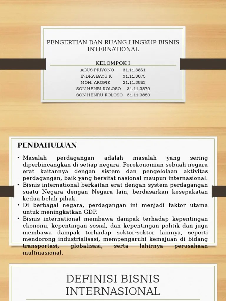Pengertian Dan Ruang Lingkup Bisnis International