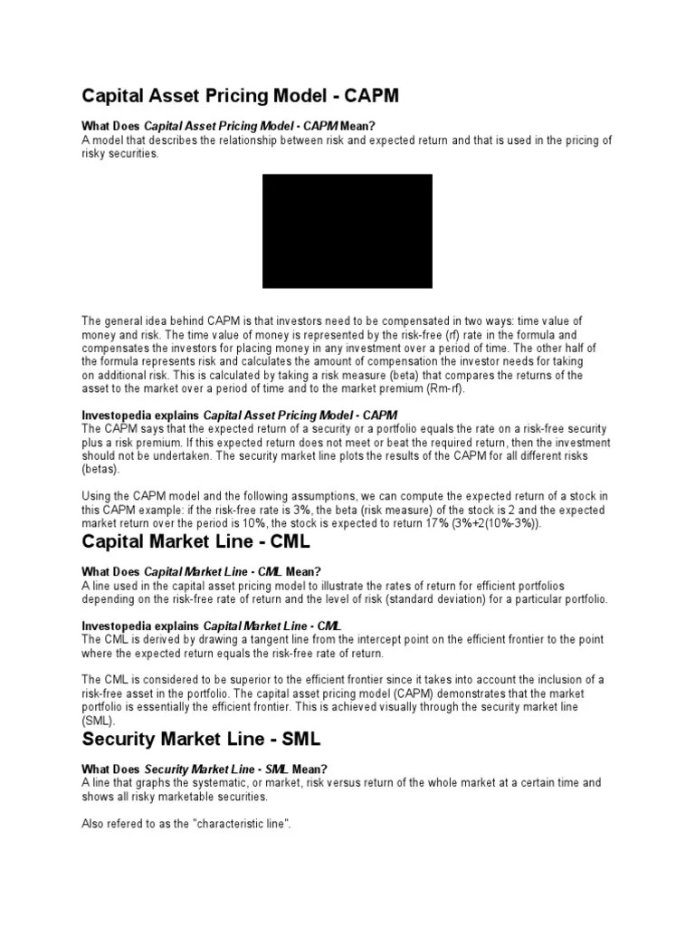 What Does Capital Asset Pricing Model CAPM Mean? Download Free PDF